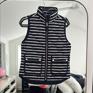 Jcrew Navy and White Striped Puffer Vest
